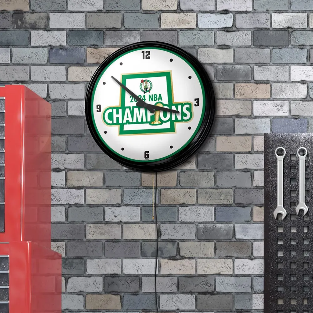 Boston Celtics: 2024 NBA Champions - Retro Lighted Wall Clock