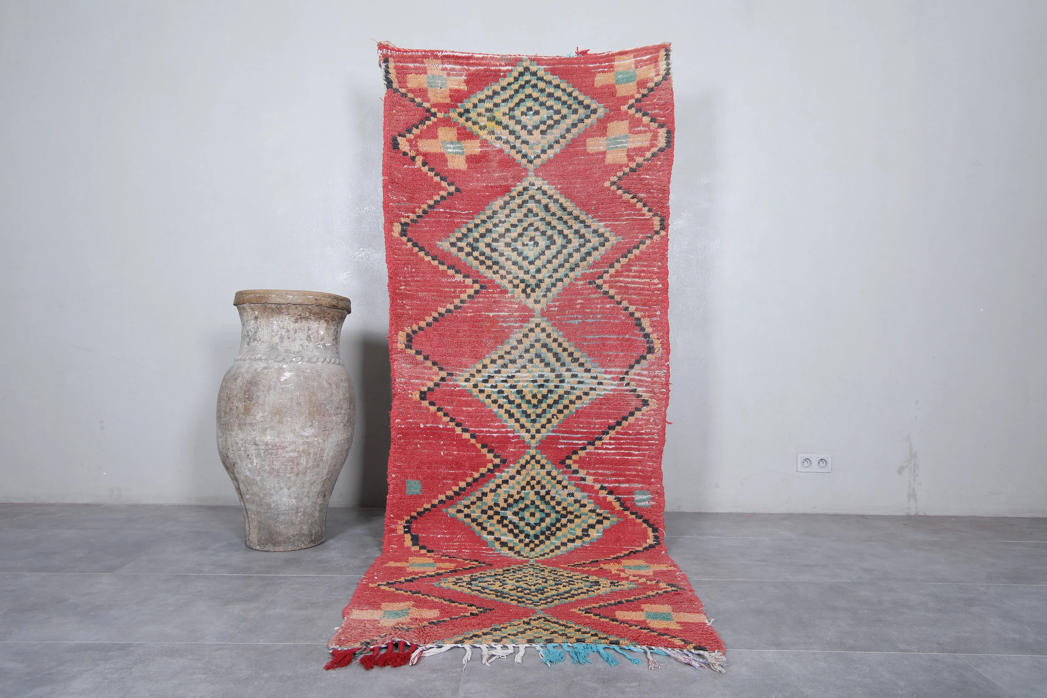Boucherouite Moroccan Rug - 3.4 x 9.2 Feet