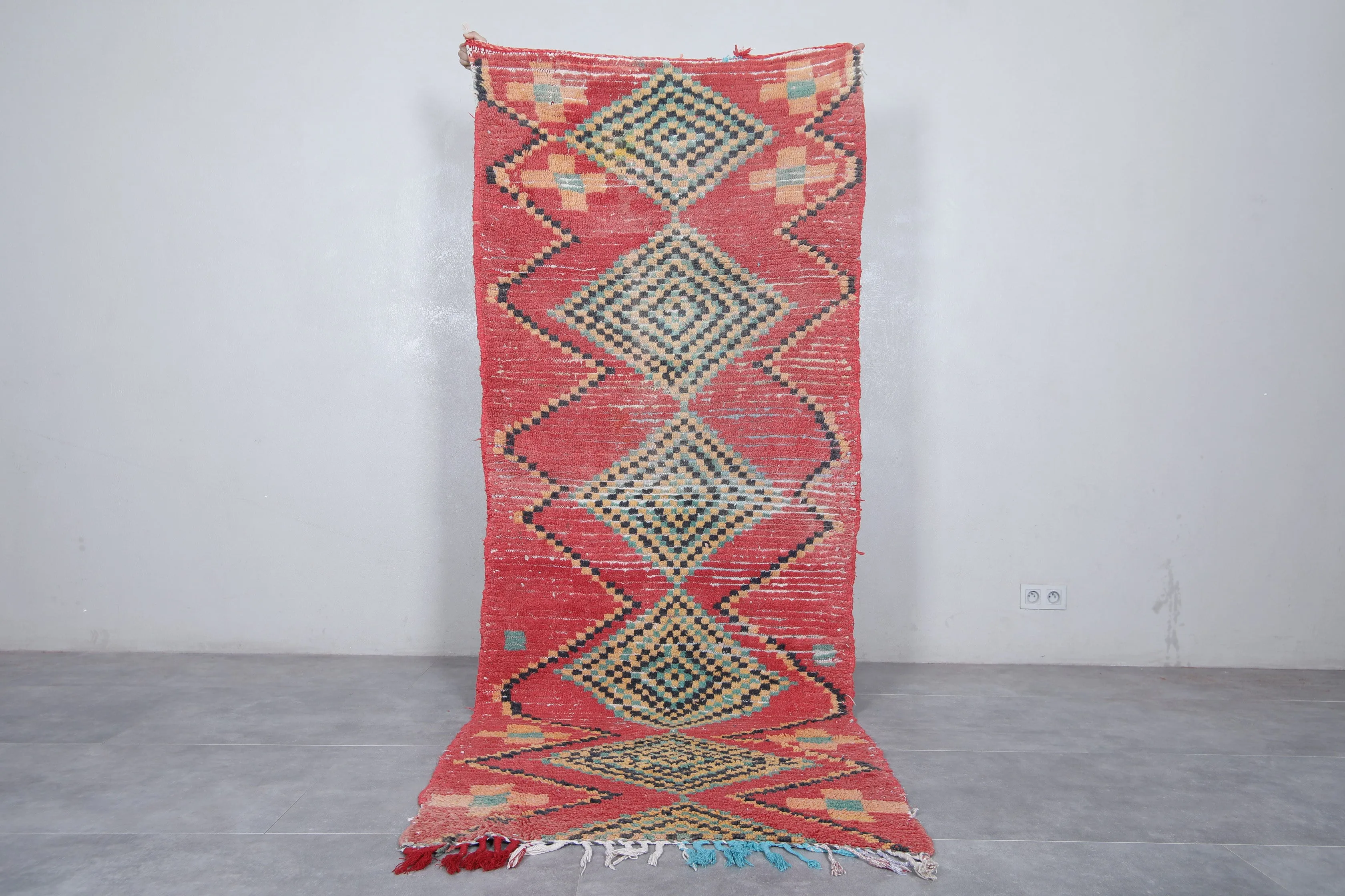 Boucherouite Moroccan Rug - 3.4 x 9.2 Feet