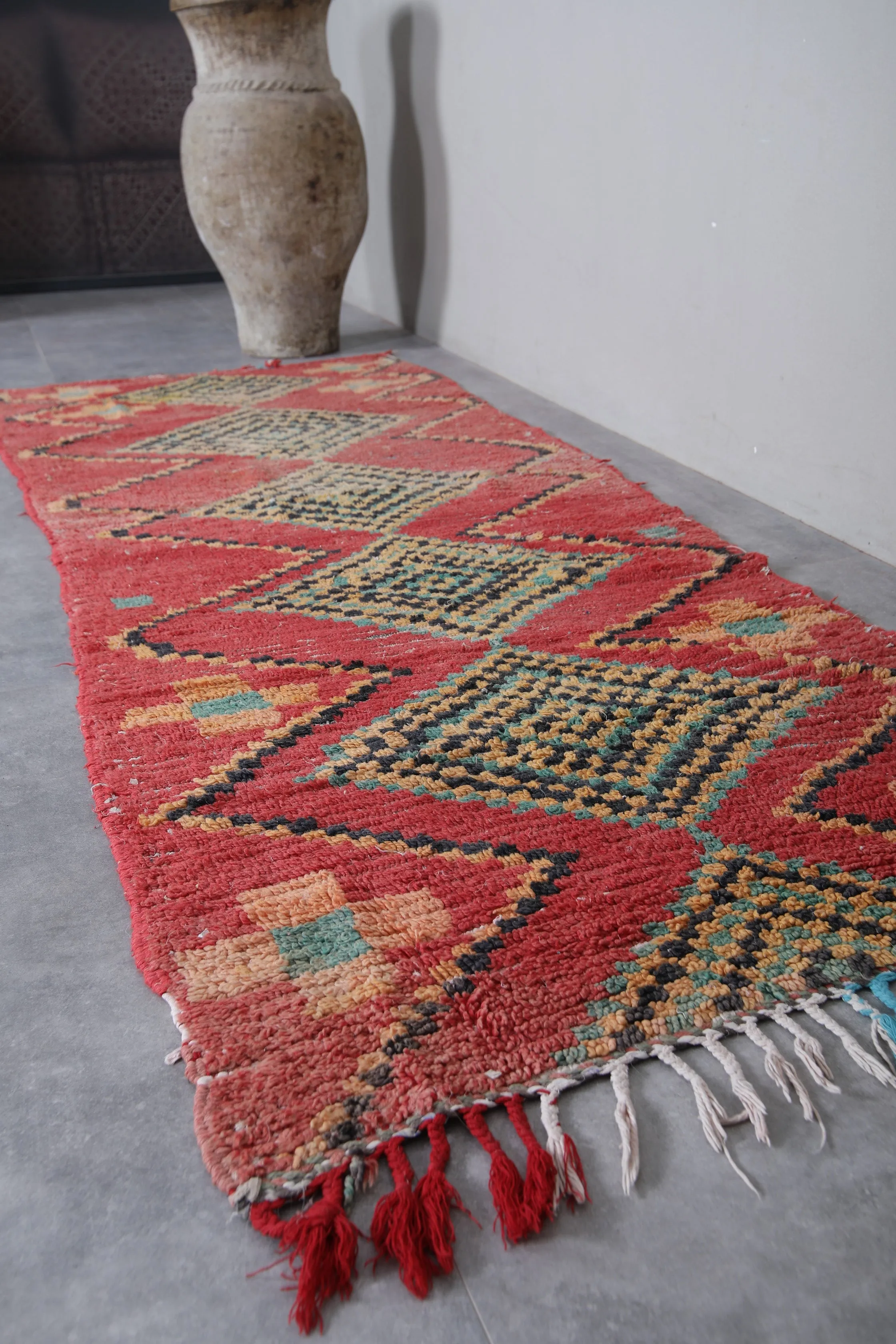 Boucherouite Moroccan Rug - 3.4 x 9.2 Feet