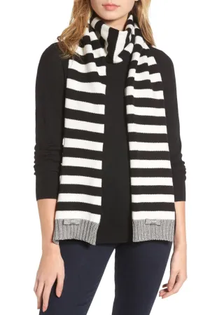 Brand new Kate Spade New York Bold Stripe Muffler Scarf! CREAM/BLACK/ANTIQUE SILVER Retails $78US 