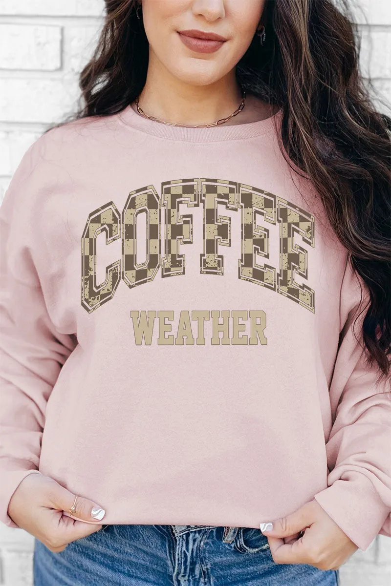 Brown Checkered Coffee Weather Unisex NuBlend Crew Sweatshirt
