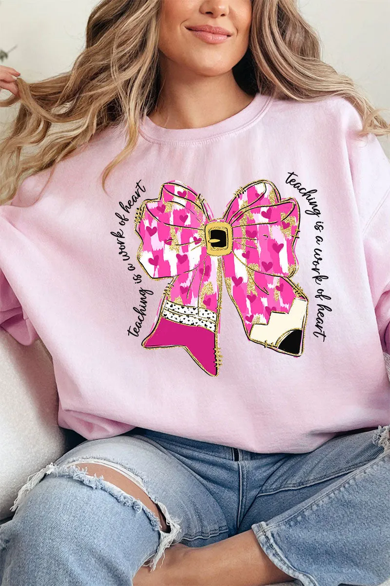 Brushed Teaching Is A Work Of Heart Unisex NuBlend Crew Sweatshirt