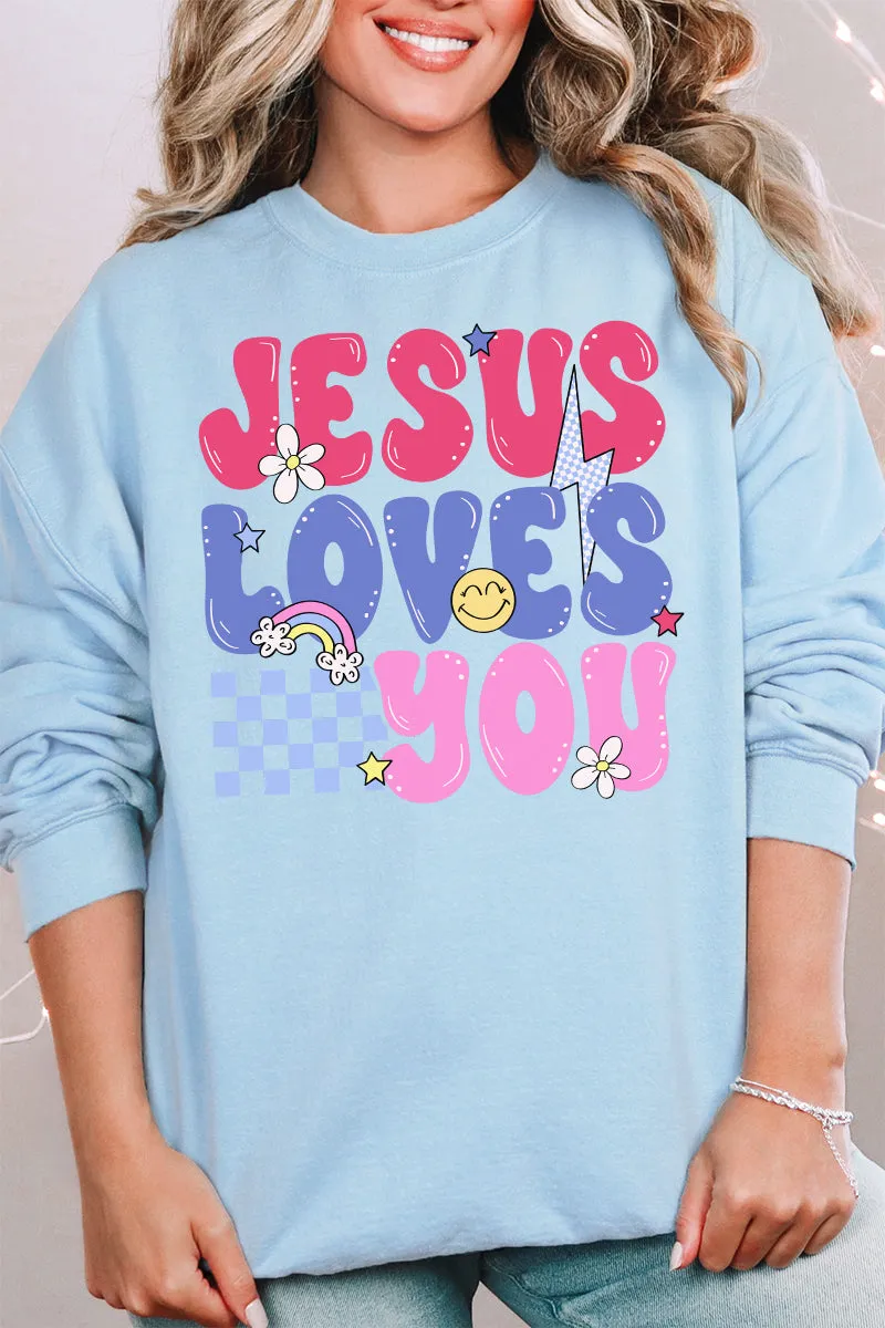 Bubble Jesus Loves You Unisex NuBlend Crew Sweatshirt