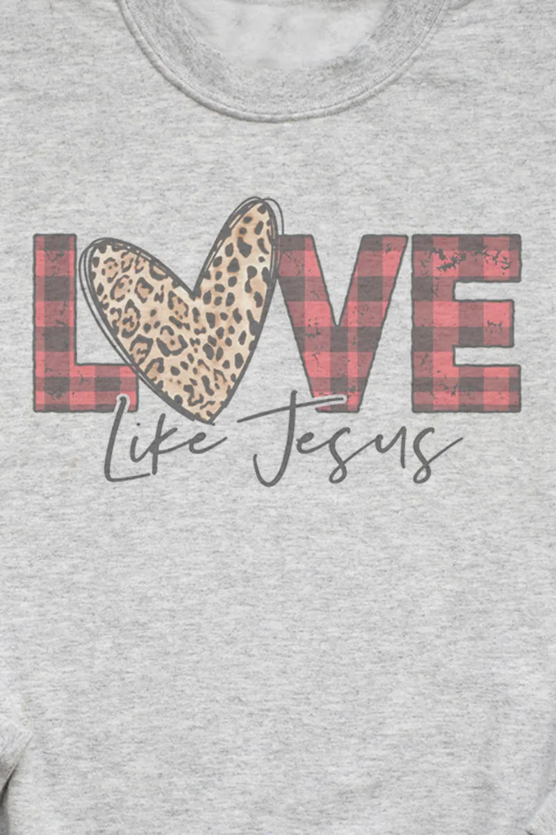Buffalo Plaid Love Like Jesus Unisex NuBlend Crew Sweatshirt