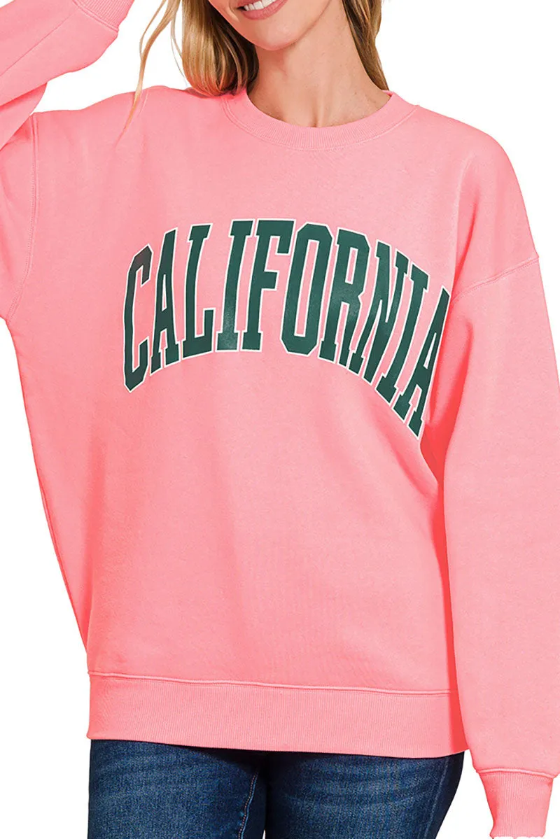 California Bright Pink Fleece Sweatshirt