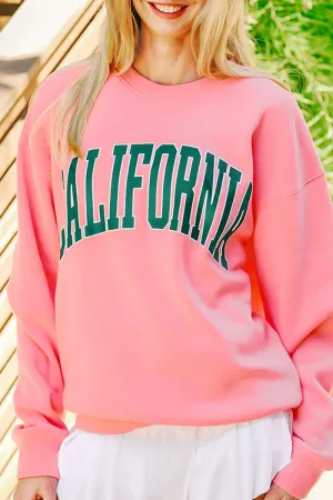 California Bright Pink Fleece Sweatshirt