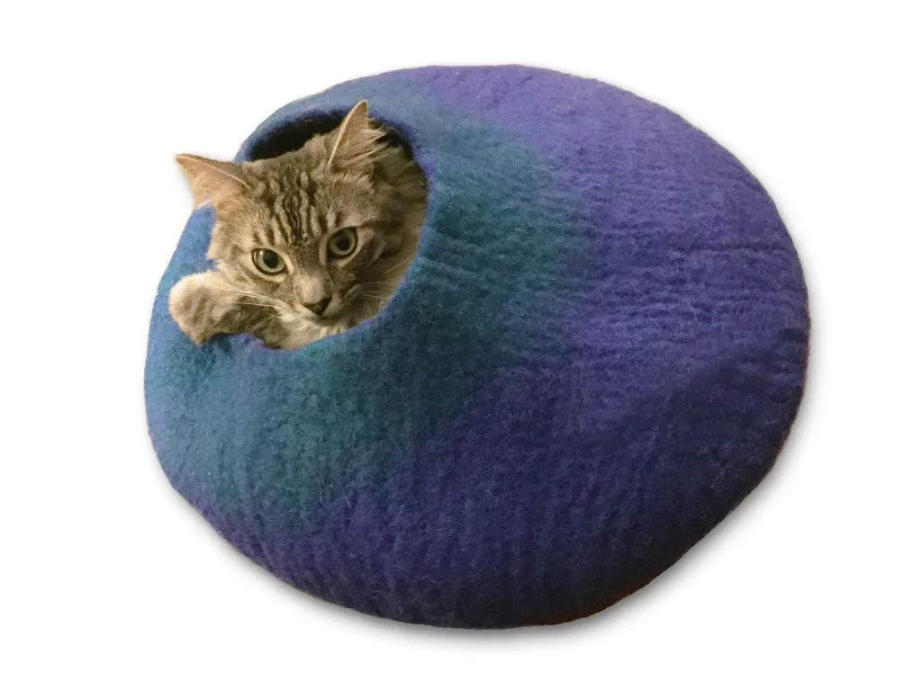 Cat Cave Cocoon - Purple and White