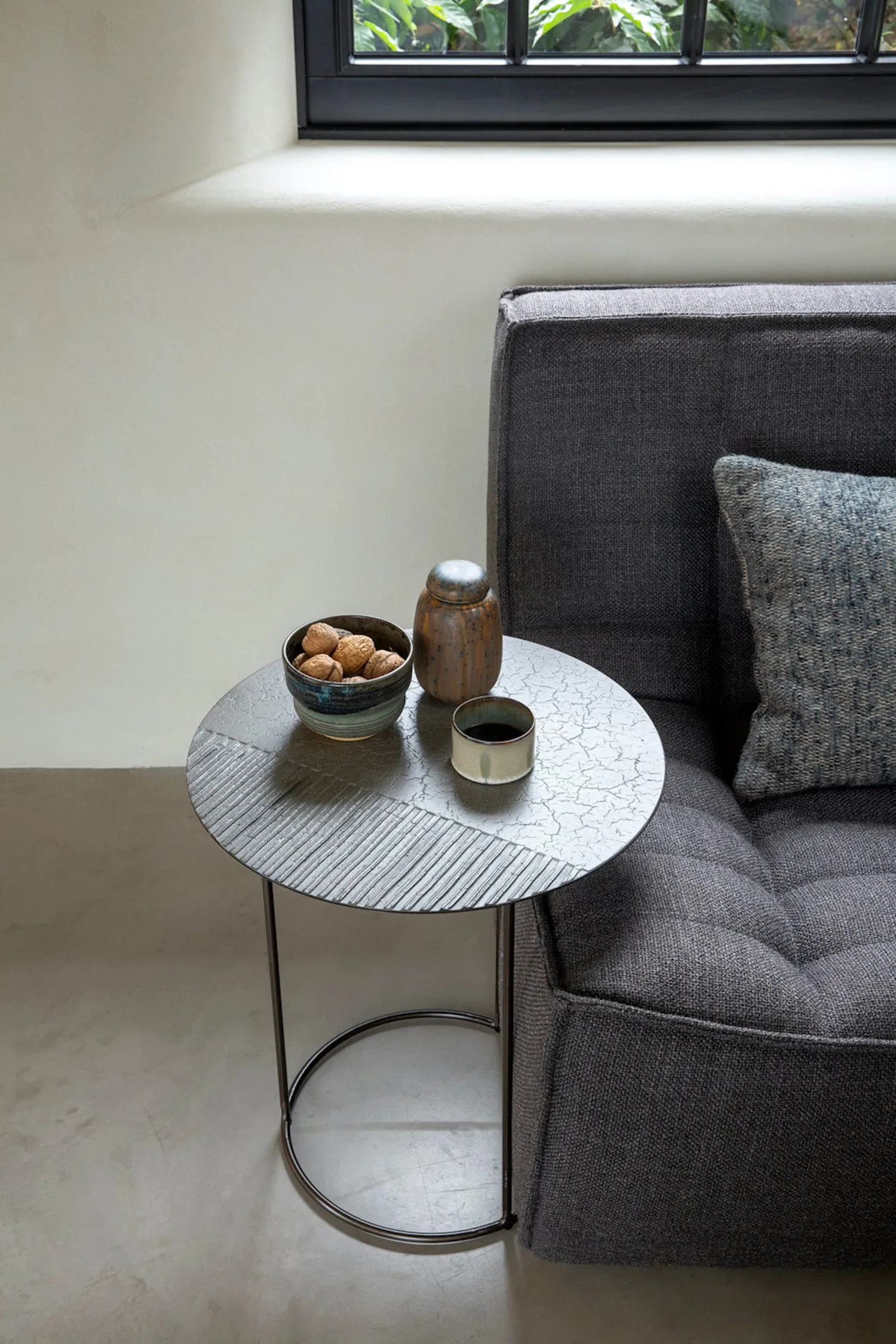 Celeste Side Table - Lava Linear - Taupe