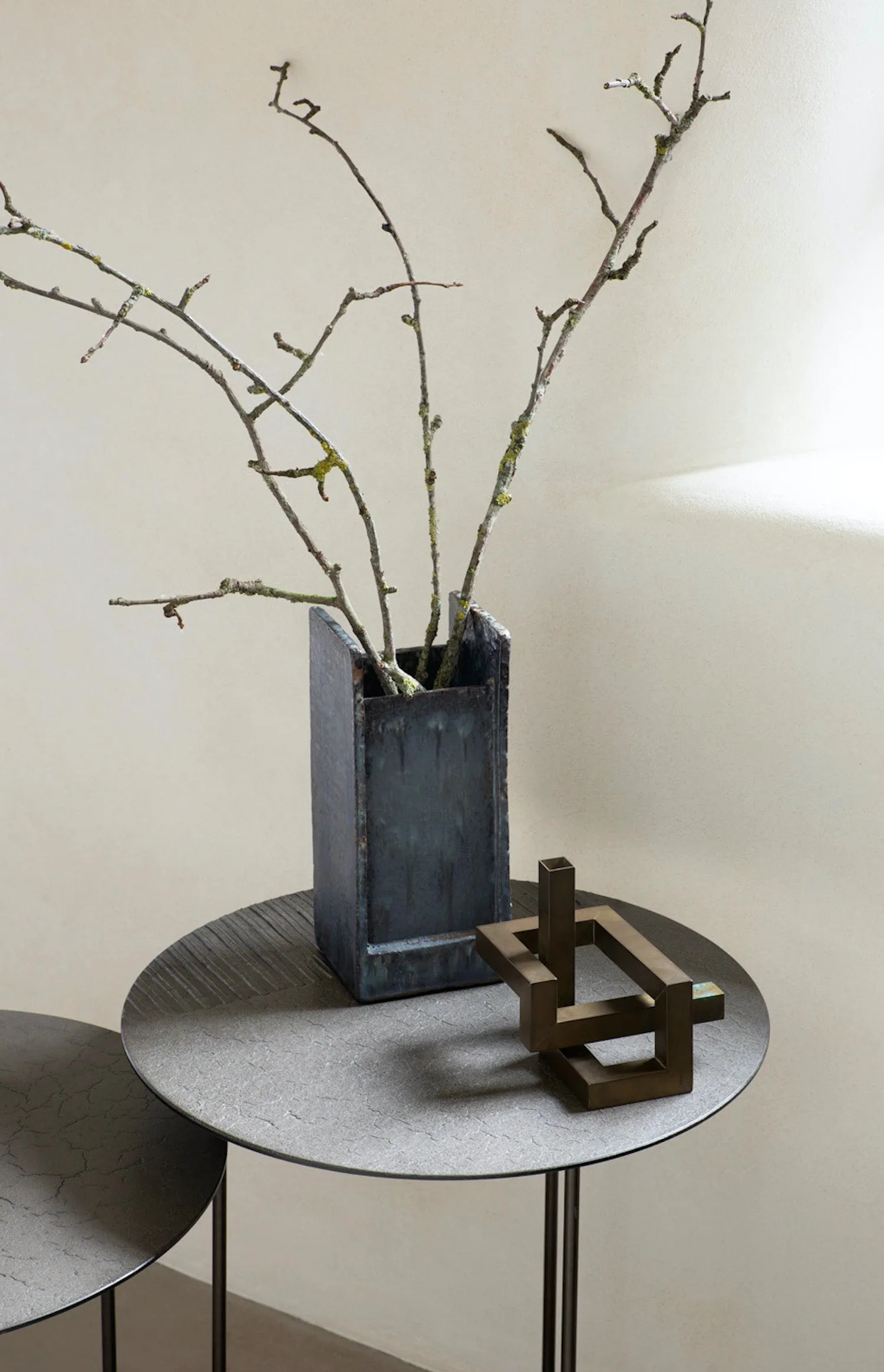 Celeste Side Table - Lava Linear - Taupe