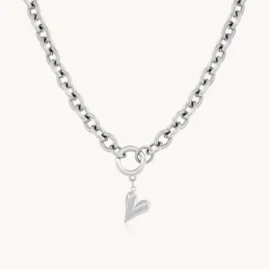 Celine Heart Chunky Necklace, Silver