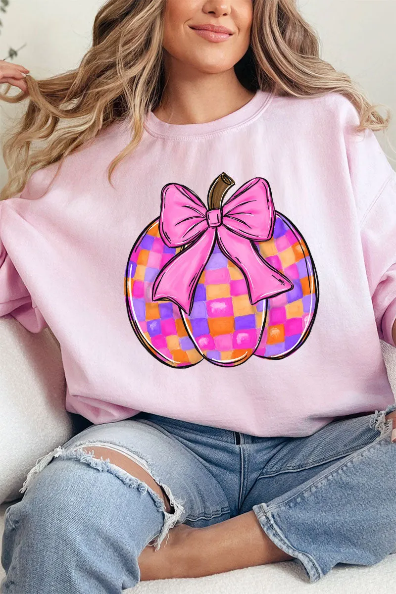 Checkered Charm Pumpkin Unisex NuBlend Crew Sweatshirt