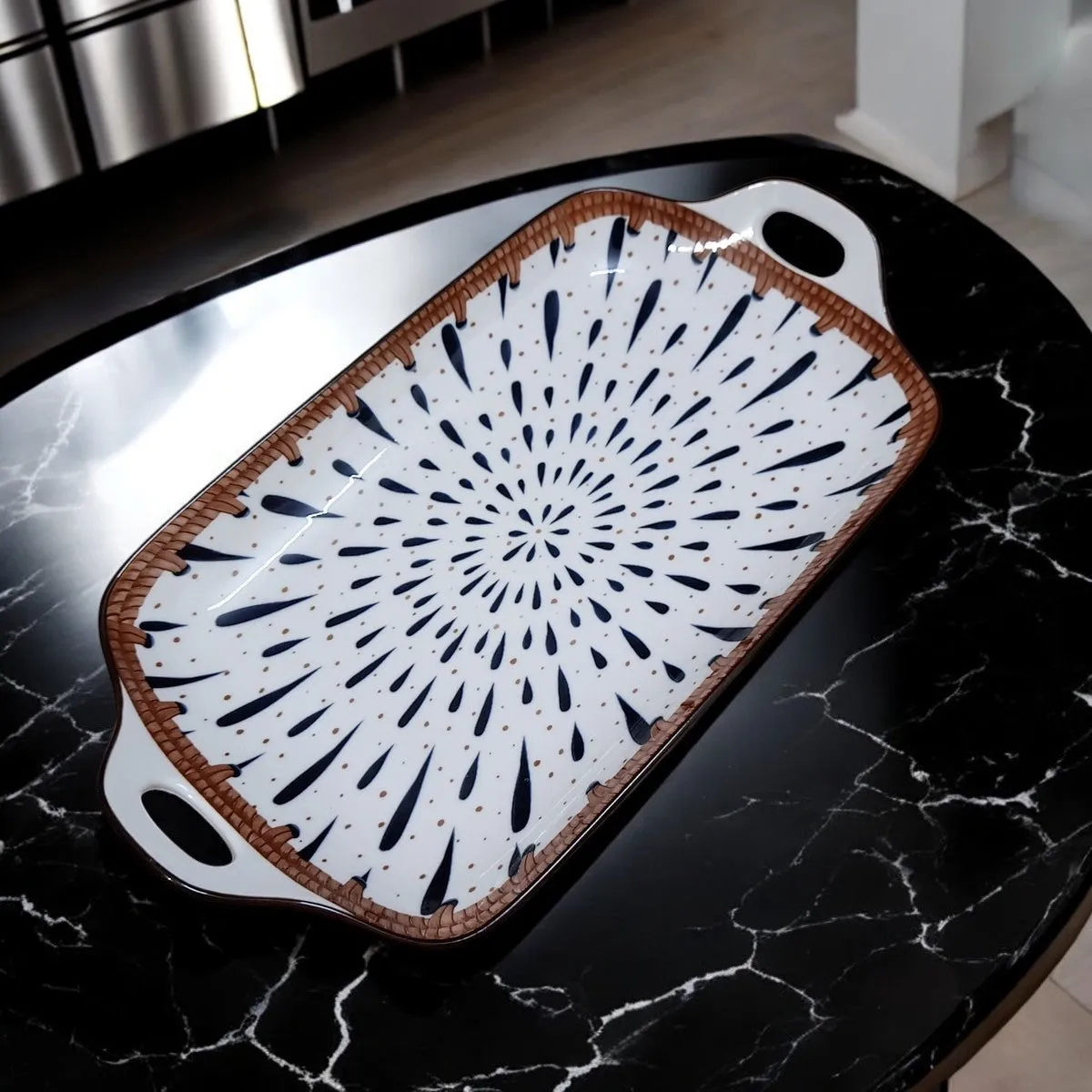 Chic Splatter Series Ceramic Serving Tray (12 inch)