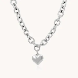 Chloe Heart Chunky Necklace, Silver