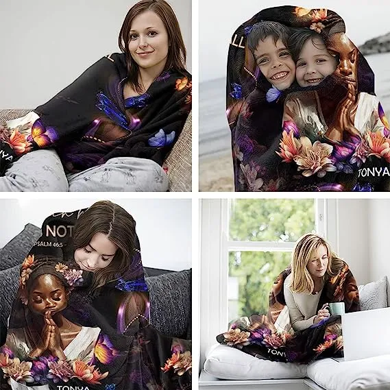 Christianart Blanket, God Is Within Her She Will Not Fall, Christian Blanket, Bible Verse Blanket, Christmas Gift.