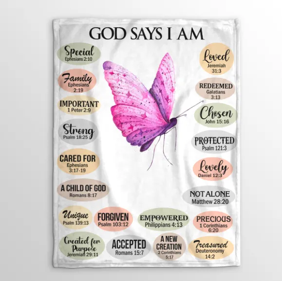 Christianart Blanket, God Says I Am Personalized Blanket Christian, Christian Blanket, Bible Verse Blanket, Christmas Gift, CABBK09111223.