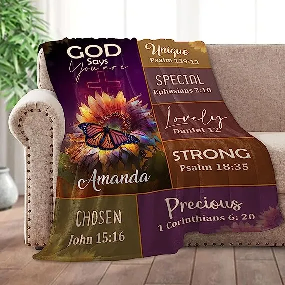 Christianart Blanket, God Says You Are, Christian Blanket, Bible Verse Blanket, Personalized Blanket, Christmas Gift.