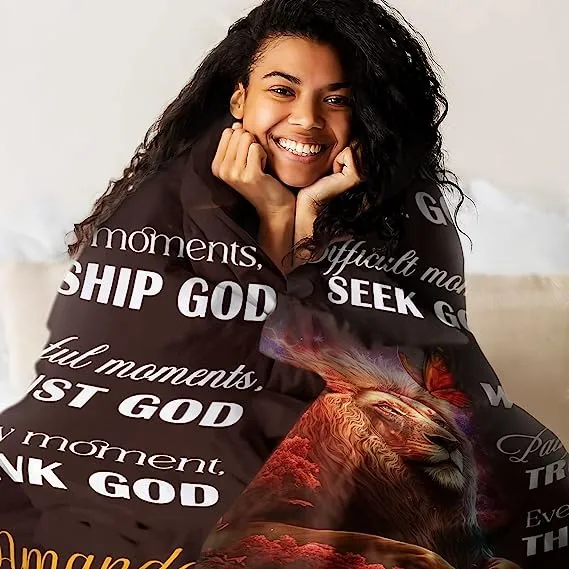 Christianart Blanket, Happy Moments Praise God, Christian Blanket, Bible Verse Blanket, Christmas Gift.