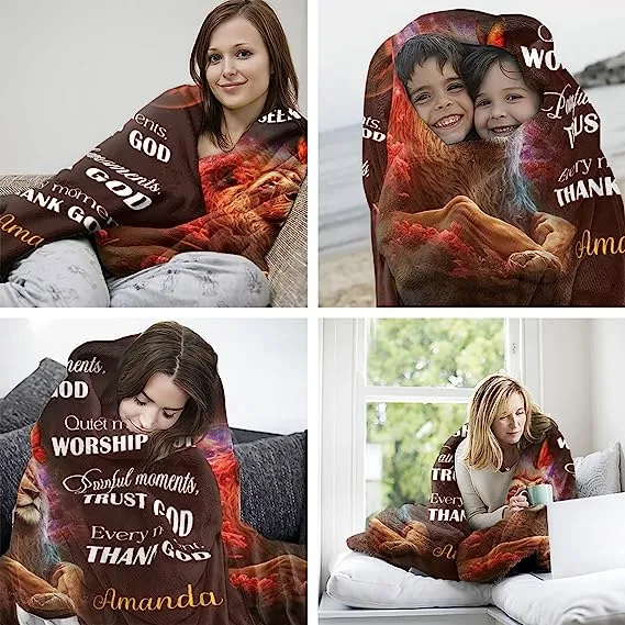 Christianart Blanket, Happy Moments Praise God, Christian Blanket, Bible Verse Blanket, Christmas Gift.