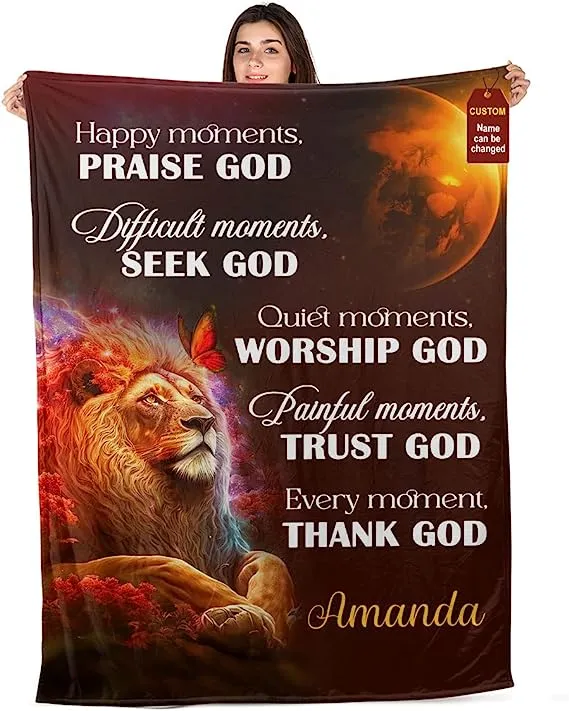 Christianart Blanket, Happy Moments Praise God, Christian Blanket, Bible Verse Blanket, Christmas Gift.
