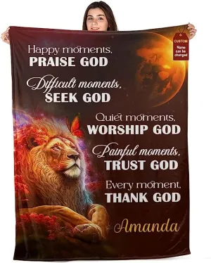 Christianart Blanket, Happy Moments Praise God, Christian Blanket, Bible Verse Blanket, Christmas Gift.