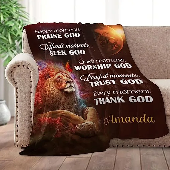 Christianart Blanket, Happy Moments Praise God, Christian Blanket, Bible Verse Blanket, Christmas Gift.