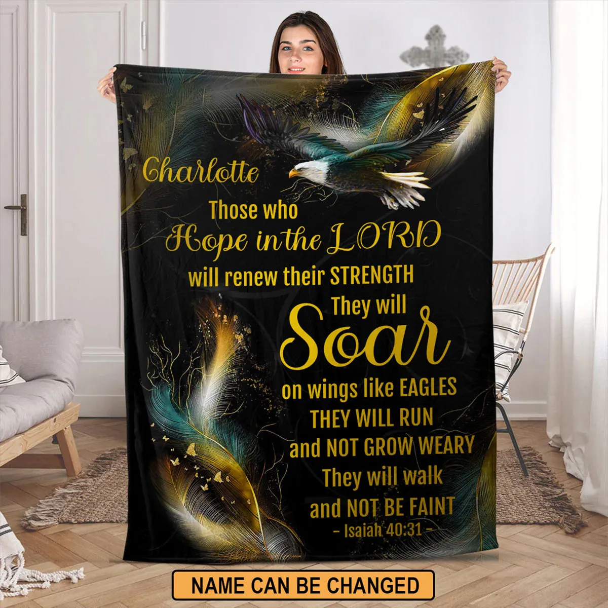 Christianart Blanket, Those Who Hope In The Lord Will Renew Their Strength, Christian Blanket, Bible Verse Blanket, Christmas Gift, CABBK01111223.