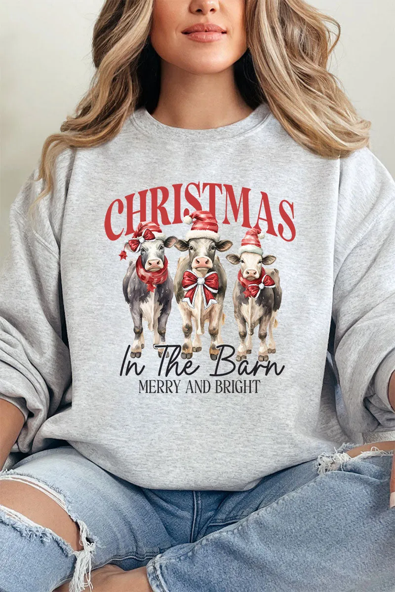 Christmas In The Barn Cows Unisex NuBlend Crew Sweatshirt