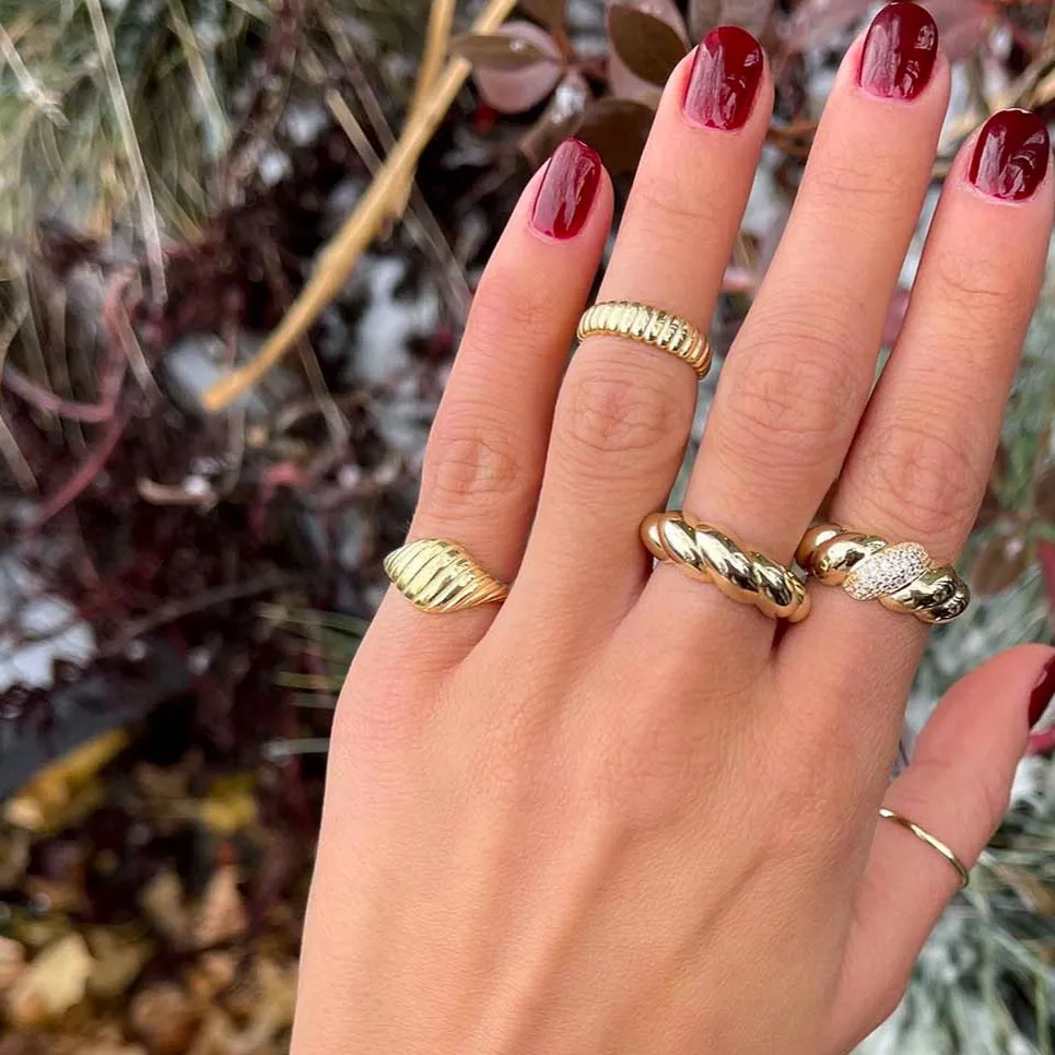Chunky Ribbed Pinky Ring