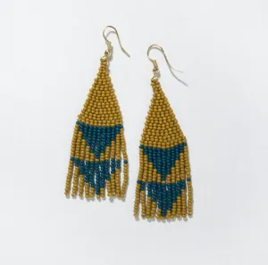 Citron with Peacock Triangles Earrings