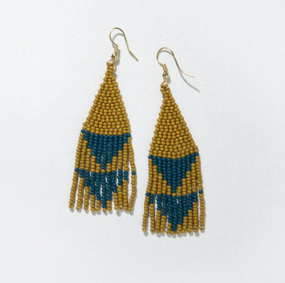 Citron with Peacock Triangles Earrings