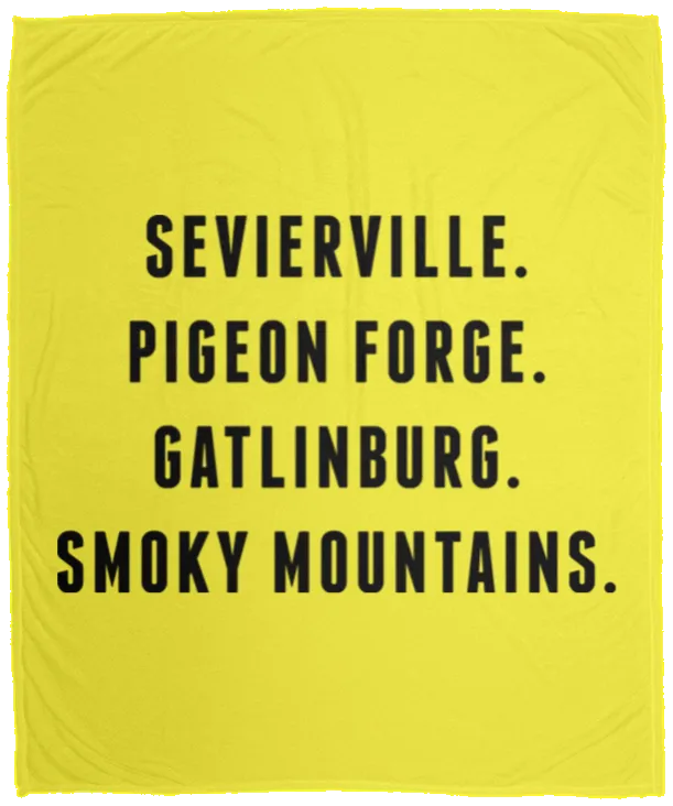 City Names (Black) - Plush Fleece Blanket (50x60)