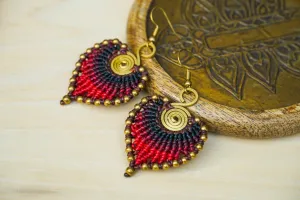 Crimson Eclipse Micro Macrame Boho Earrings