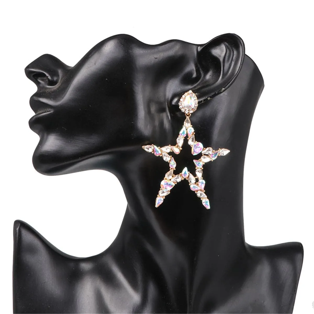Crystal & Cubic Zirconia Open Star Drop Earrings