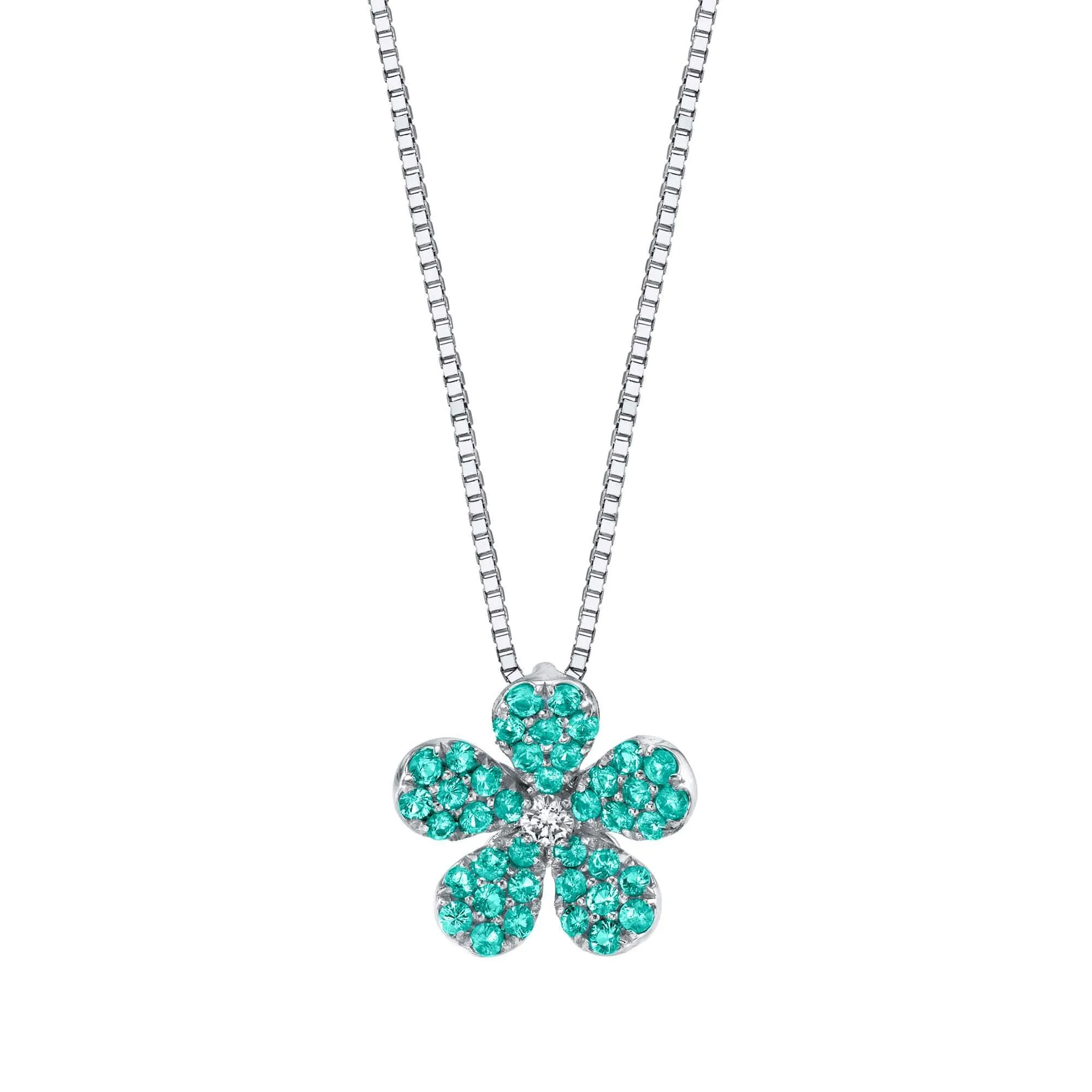 Cupid's Flower - Platinum Natural Paraiba Tourmaline Pendant