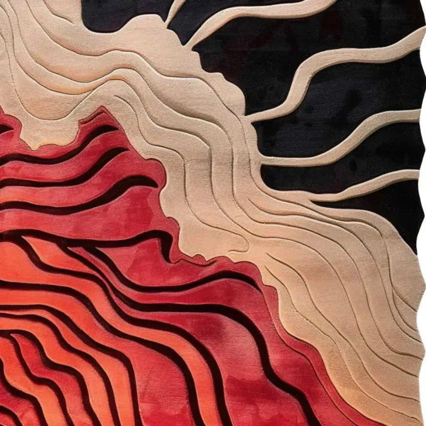 Curved Line Hand Tufted Rug 