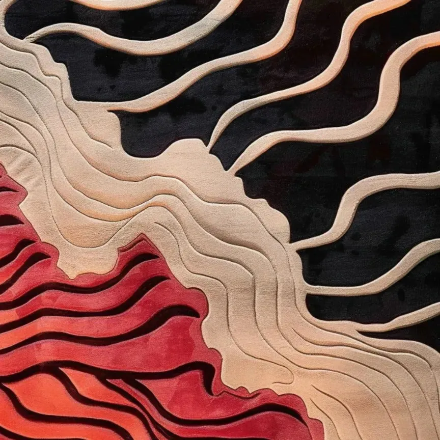 Curved Line Hand Tufted Rug 