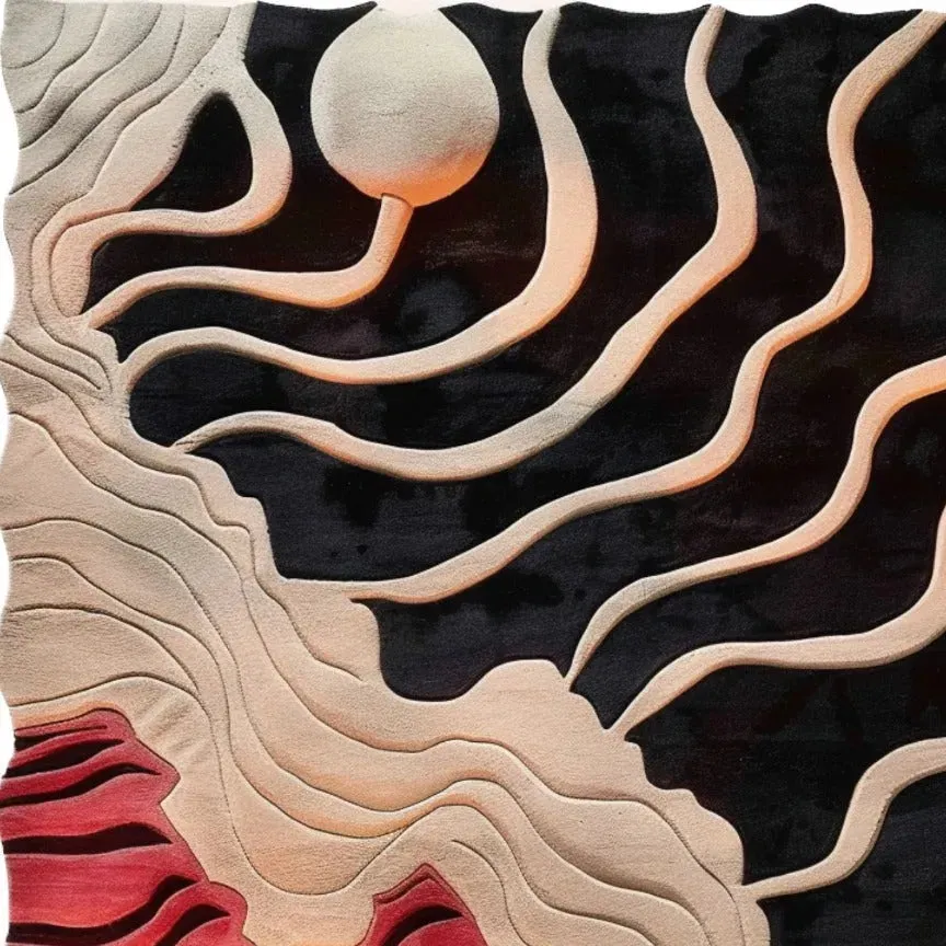 Curved Line Hand Tufted Rug 