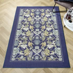 D & D Finch & Flower Washable Rug - Navy