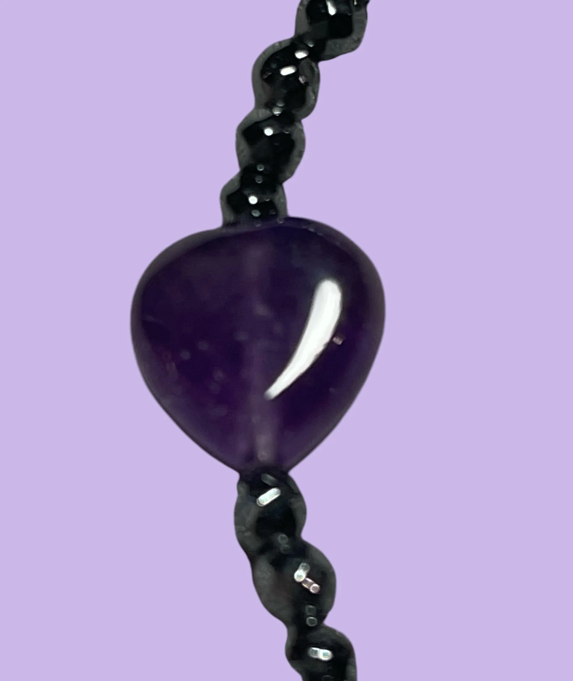 Dainty Amethyst Heart and Hematite Bracelet