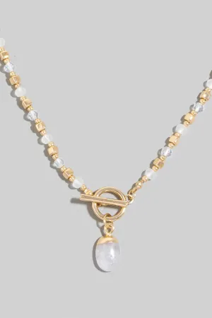 Dainty Beaded Charm Toggle Necklace (Assorted)