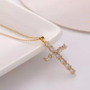 Dainty Cross Gem Necklace