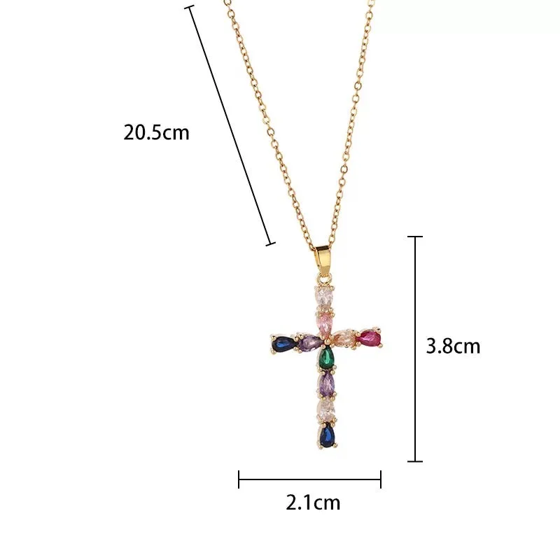 Dainty Cross Gem Necklace