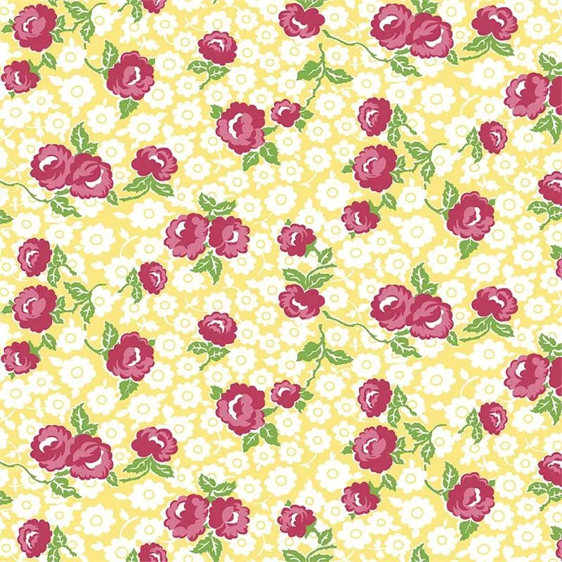 Dainty Darling Main on Yellow by Lindsay Wilkes for Riley Blake Designs