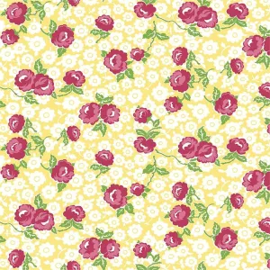 Dainty Darling Main on Yellow by Lindsay Wilkes for Riley Blake Designs