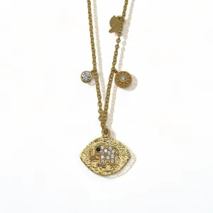 Dainty Diamond Elephant Charm Necklace