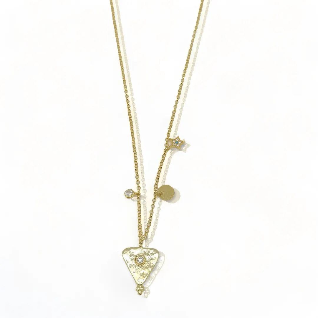 Dainty Diamond Triangle Charm Necklace
