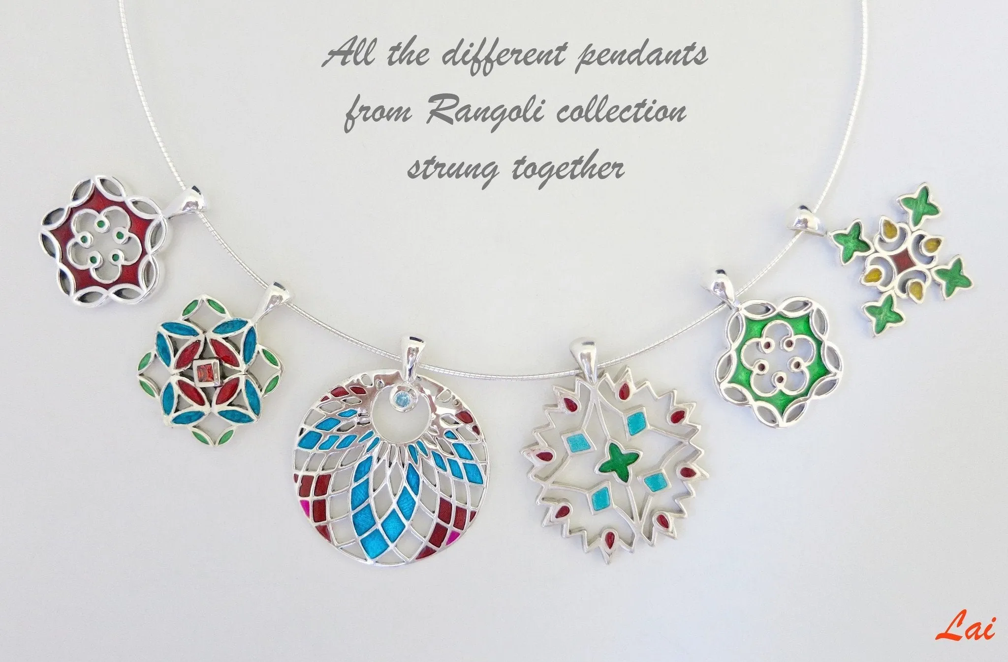 Dainty, floral charm enamel pendant