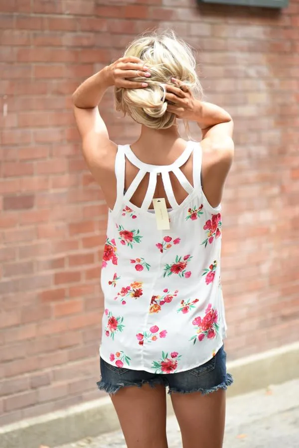 Dainty Floral Criss Cross Tank
