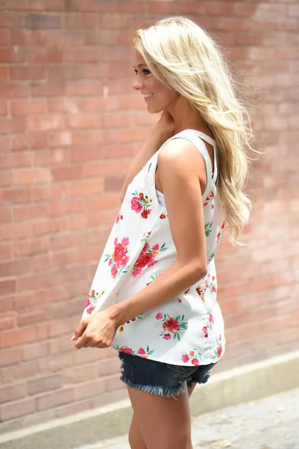 Dainty Floral Criss Cross Tank